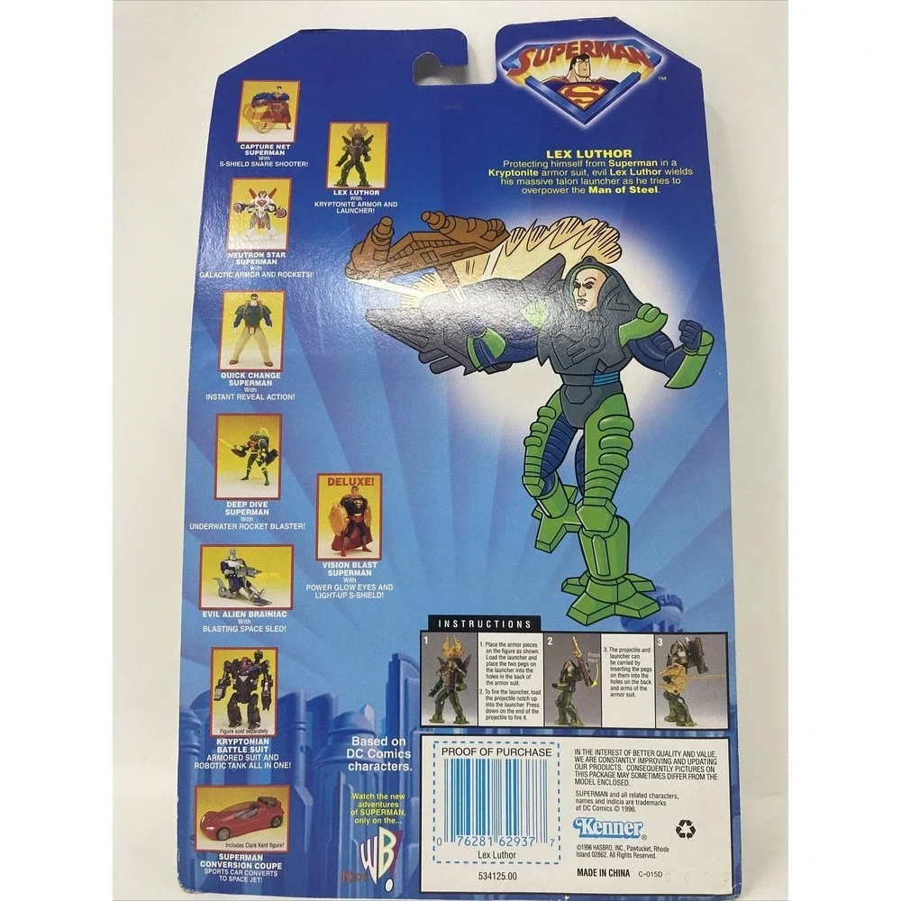 Vintage 1996 Kenner Superman The Animated Series LEX‎ LUTHOR Action Figure NEW